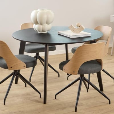 Ronde eettafel Rover - Ø120x76cm - zwart eikenfineer