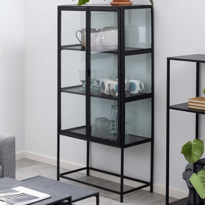 Vitrinekast Dover 150cm 2 deuren - zwart