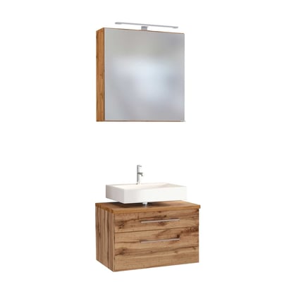 Set wastafelonderkast & spiegelkast Dasa 60cm - wotan eik Set wastafelonderkast & spiegelkast Dasa 60cm - wotan eik