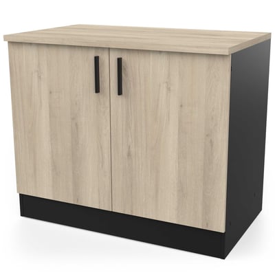 Gootsteenonderkast Romanie 100 cm-2 draaideuren en 1 legplank-Kronberg eik/matzwart Gootsteenonderkast Romanie 100 cm-2 draaideuren en 1 legplank-Kronberg eik/matzwart