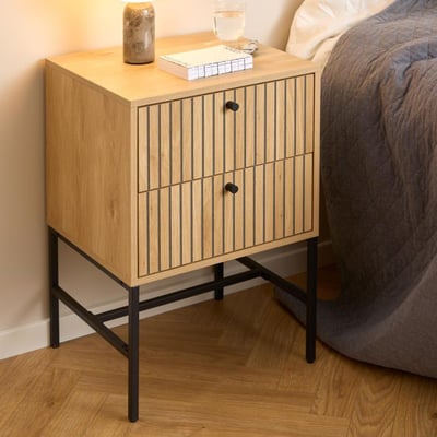 Nachtkastje Albany - 46x40x70cm - 2 lades - eikdecor Nachtkastje Albany - 46x40x70cm - 2 lades - eikdecor