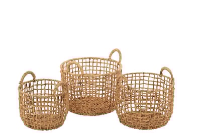 Set van 3 manden rond open waterhyacint naturel Set van 3 manden rond open waterhyacint naturel