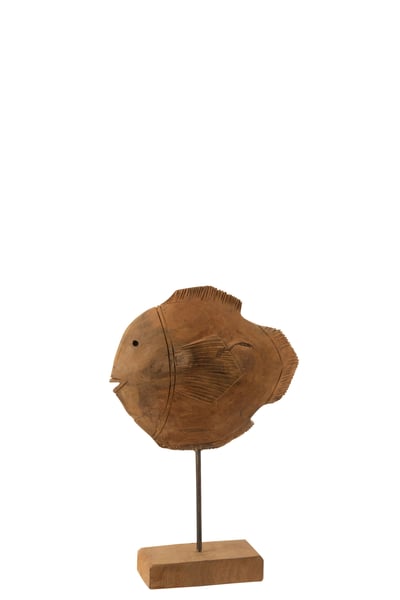 Vis op voet teak hout naturel small Vis op voet teak hout naturel small