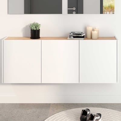 Halkast Lydia - 138x25x52cm - 3 deuren - wit/eikdecor