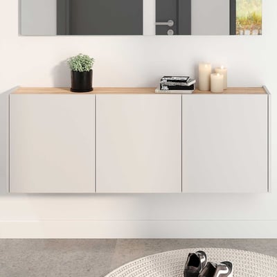 Halkast Lydia - 138x25x52cm - 3 deuren - kasjmier/eikdecor