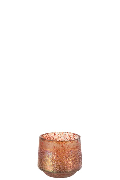 Theelichthouder stippen glas oranje medium