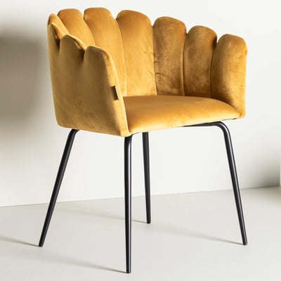 Fauteuil Limhamn - Polyesterfluweel - 54x77x61cm - Geel