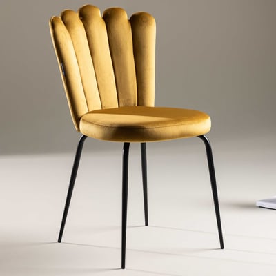 Eetkamerstoel Limhamn - Polyesterfluweel - 54x83x45cm - Geel