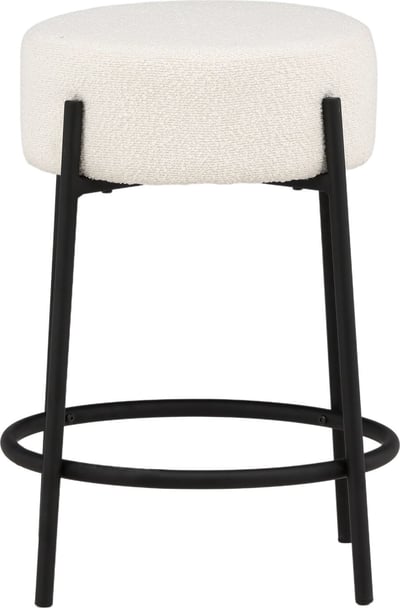 Barkruk Tucson klein Venture Design - staal, bouclé ø50cm, zwart/wit