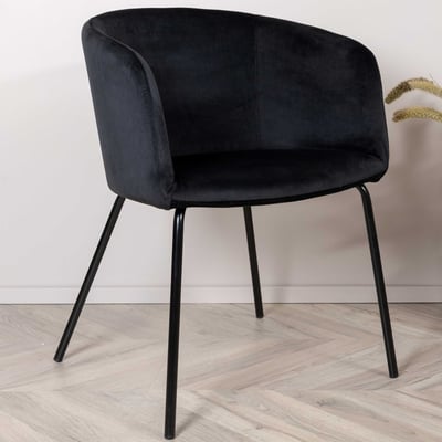 Eetkamerstoel Berit - Zwart Fluweel - 55x78x55 cm