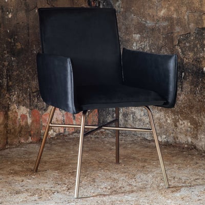 Eetkamerstoel Petra - Velours - 60x87x57 cm - Zwart/Koper