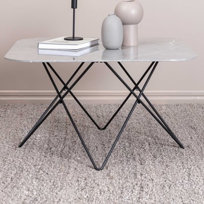Salontafel Tristar - Grijs Marmerglas - 80x80 cm