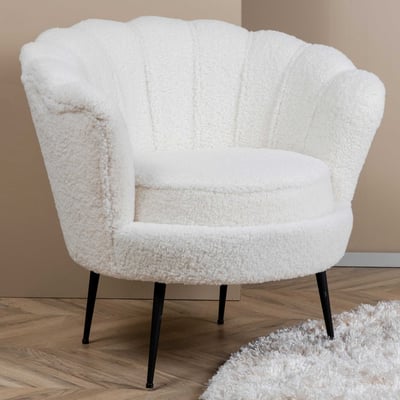 Fauteuil Calais - Polyester Teddy - 77x76x83 cm - Wit