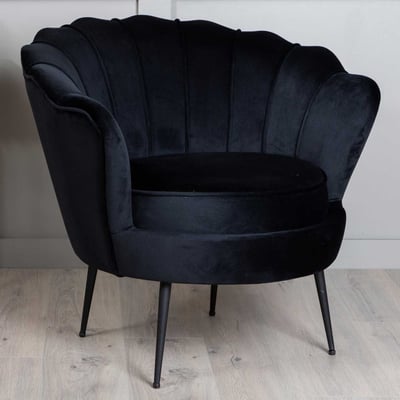 Fauteuil Calais - Zwart fluweel - 77x76x83 cm