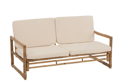 Zetel 2 personnen bamboe+textiel naturel/wit