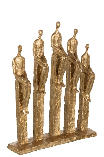 5 figuren op voet poly goud