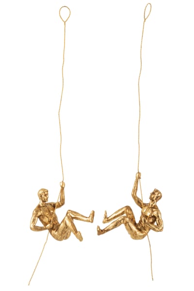 Wanddecoratie figuur poly/metaal goud assortiment van 2