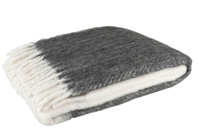 Plaid boord acryl/wol zwart/wit