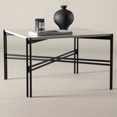 Salontafel Razzia - Terrazzo - 75x75x48 cm - Wit/Zwart