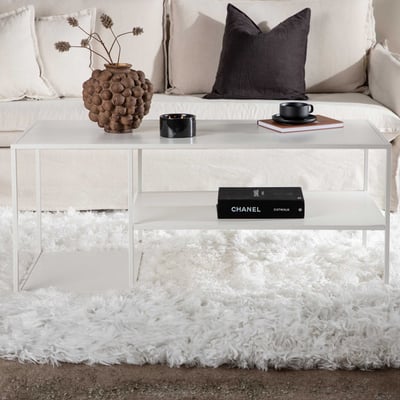 Salontafel Staal - Wit - 120x50 cm