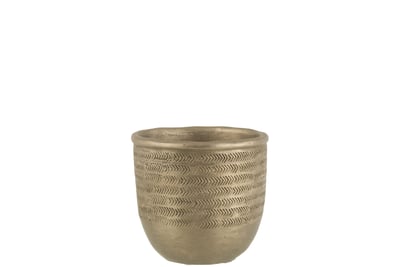 Bloempot chalet cement groen/goud medium