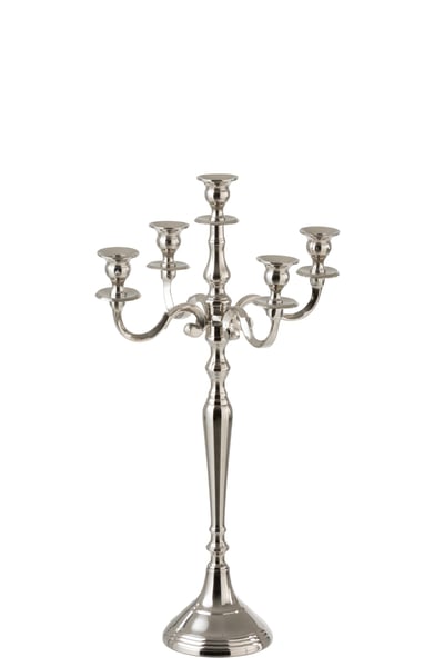 Kandelaar 5-arm klassiek aluminium zilver small Kandelaar 5-arm klassiek aluminium zilver small