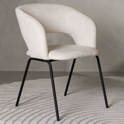 Eetkamerstoelen Day - Stalen Frame - 66x86x60 cm - Wit Linnen