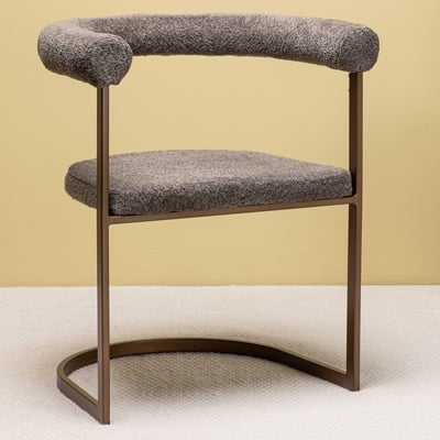 Eetkamerstoel Morning - Grijze Bouclé & Bruin Stalen Frame - 54x75x65 cm