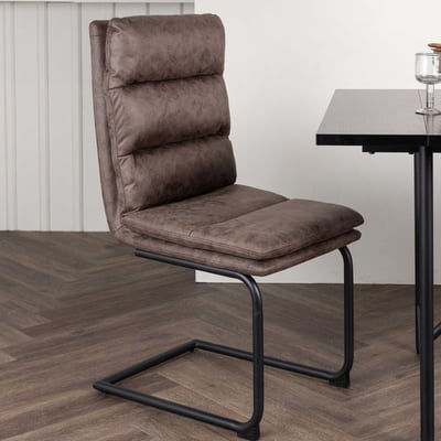 Eetkamerstoel Zizo - Microvezel & Staal - 60x100x45 cm - Donkerbruin