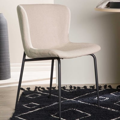 Eetkamerstoel Modesto - Staal / Beige Bouclé - 54x80x48cm - 2 stuks