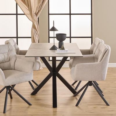 Eettafel Hennie - 135x80x75,5cm - keramisch blad - beton Eettafel Hennie - 135x80x75,5cm - keramisch blad - beton