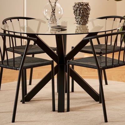 Ronde eettafel Hennie - Ø119cm - glazen tafelblad