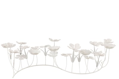 Decoratie bloemen metaal wit large