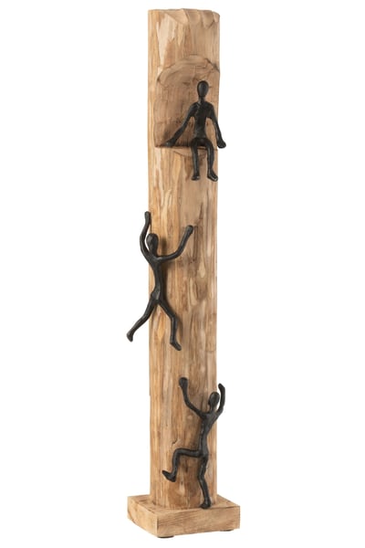 Figuren klimmen stam mango hout/aluminium zwart