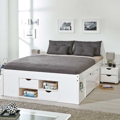 Bed Xavier 140x200cm met opbergruimte - white wash Bed Xavier 140x200cm met opbergruimte - white wash