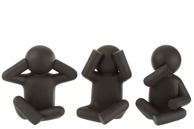 P'tit maurice zittend horen/zien/zwijgen poly zwart assortiment van 3 P'tit maurice zittend horen/zien/zwijgen poly zwart assortiment van 3