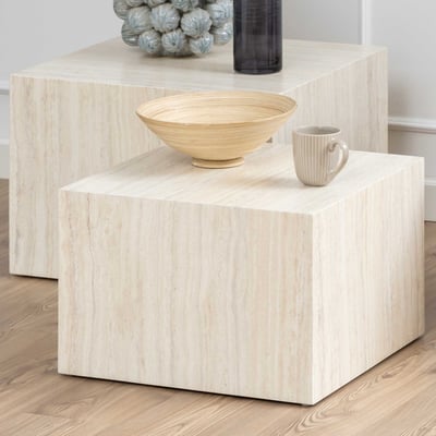 Vierkante salontafels Dice - set van 2 - travertindecor