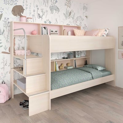 Stapelbed Bibop Acacia 90x200 - met opbergruimte Stapelbed Bibop Acacia 90x200 - met opbergruimte