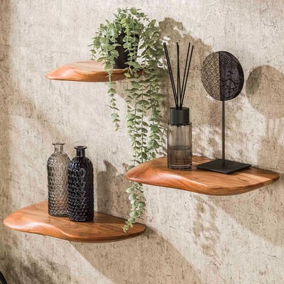 Set van 3 wandplanken Oranja-massief acacia