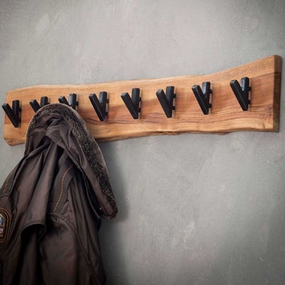 Kapstok Avery 8 haken industrieel - acaciahout