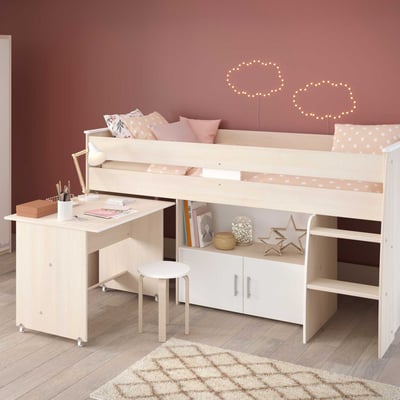 Halfhoogslaper met bureau Charly 90x200 Halfhoogslaper met bureau Charly 90x200