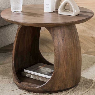 Flow Massief M Bijzettafel: Acacia Glazuur Bruin