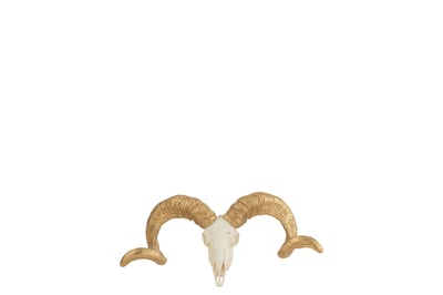 Schedel schaap resine wit/goud small
