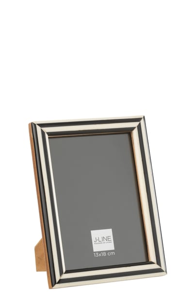 Foto kader 13x18 hout/resine zwart/wit l 16x21cm