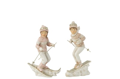 Meisje en jongen skien wit/roze assortiment van 2