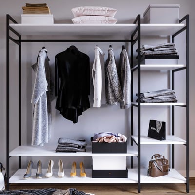 Garderobeset Woody Fashion | 180 x 40 x 180 cm | Wit Garderobeset Woody Fashion | 180 x 40 x 180 cm | Wit