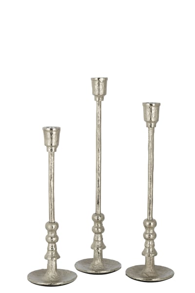 Set van drie kandelaars becca aluminium zilver
