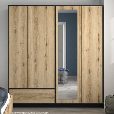 Kledingkast Marzano 4 deuren & 1 lade - helvezia eik