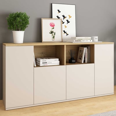 Dressoir Kosmo - 150x40x76cm - 4 deuren - kasjmier/eikdecor Dressoir Kosmo - 150x40x76cm - 4 deuren - kasjmier/eikdecor