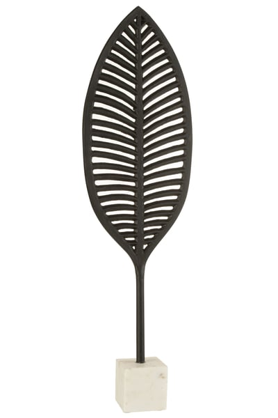 Figuur blad fijn decoratief aluminium/marmer zwart/wit large Figuur blad fijn decoratief aluminium/marmer zwart/wit large